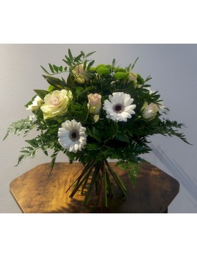 Bouquet rond classique blanc-rose